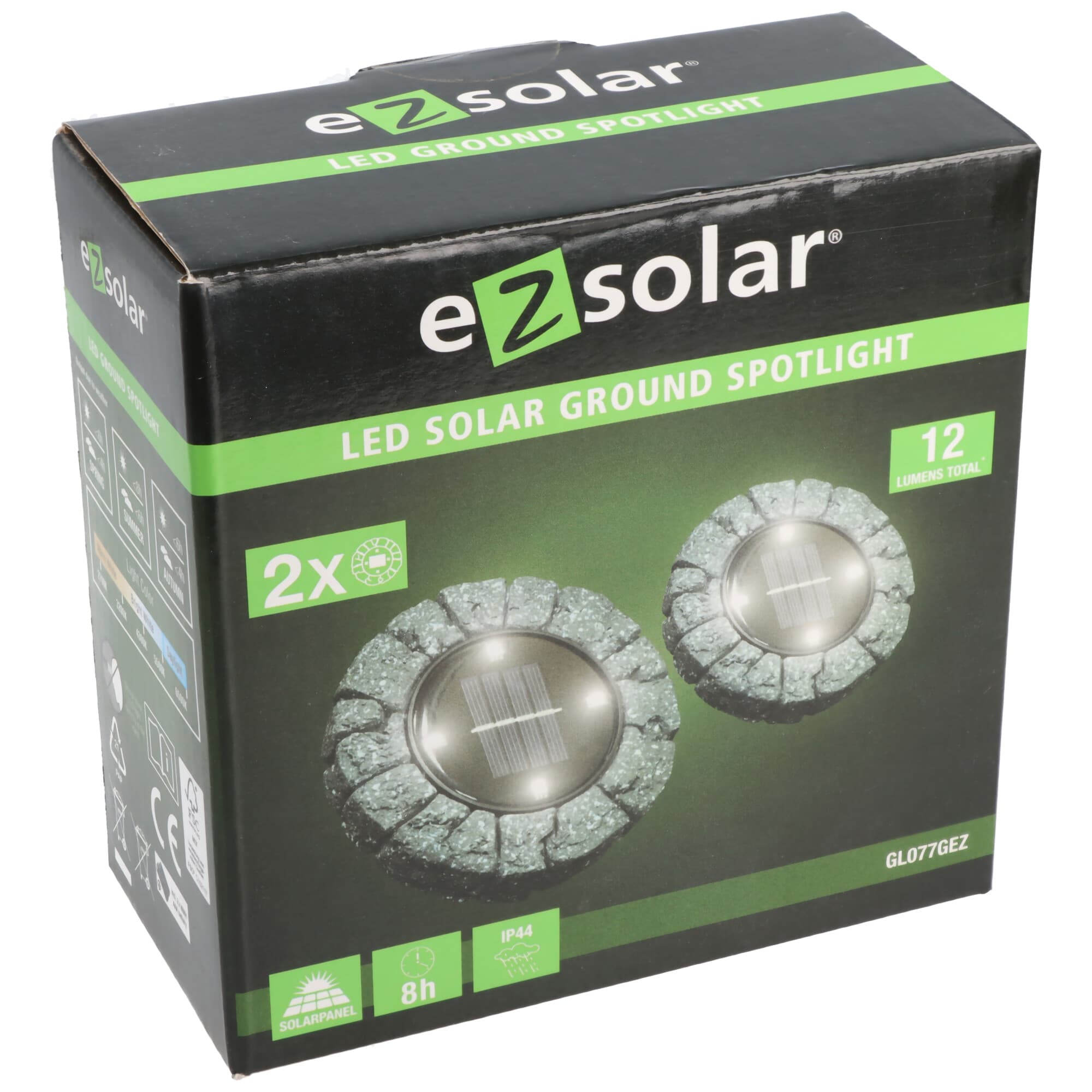 Lot de 2 spots de sol solaires LED aspect pierre, étanche IP44, avec batterie NiMH AAA 1,2 V 200 mAh