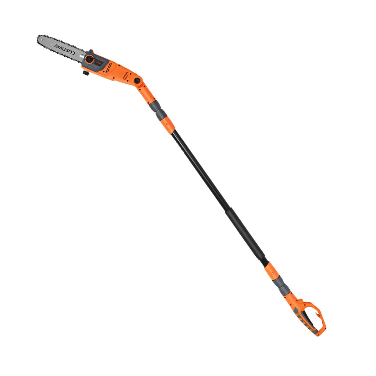 CostwayElagueuse sur Perche Télescopique 212-286 cm 750W Tête Réglable Vitesse de chaîne 11 m/s Tige en Aluminium Rétractable A Angle de Coupe