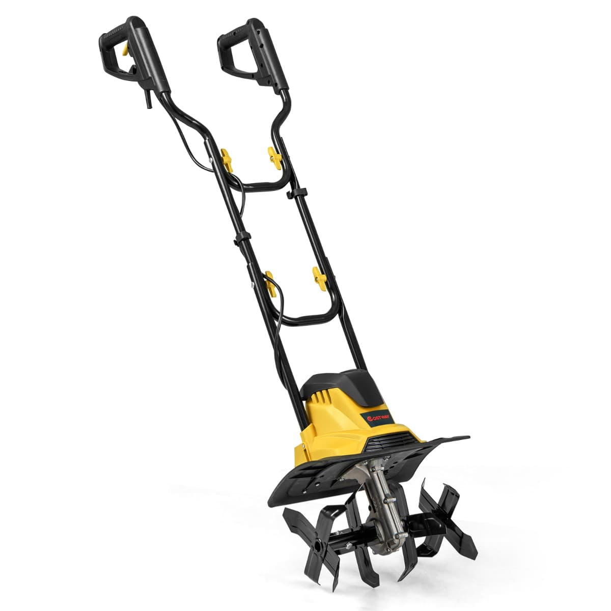 CostwayMotoculteur Électrique Filaire Pliable de 10A Outil de Jardinage Largeur de Travail de 36cm et Profondeur de 22cm Jaune