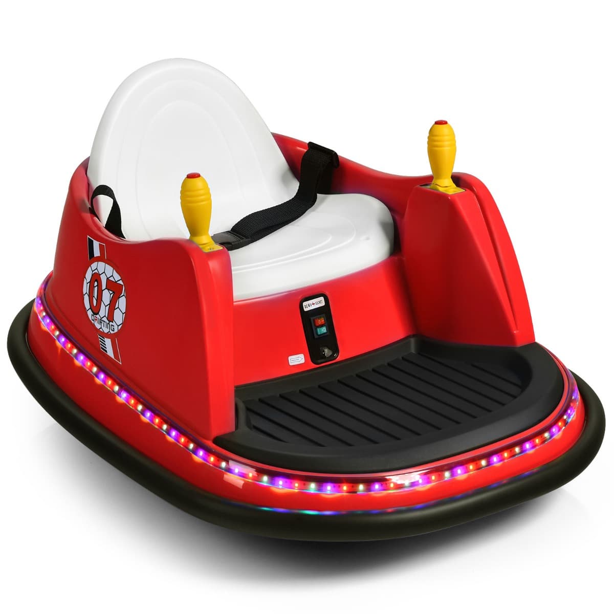 CostwayVoiture Auto Tamponneuse Électrique 6V pour Enfants 2-5 Ans avec Télécommande Effet Sonore et Lumineux 57x75x42cm Rouge