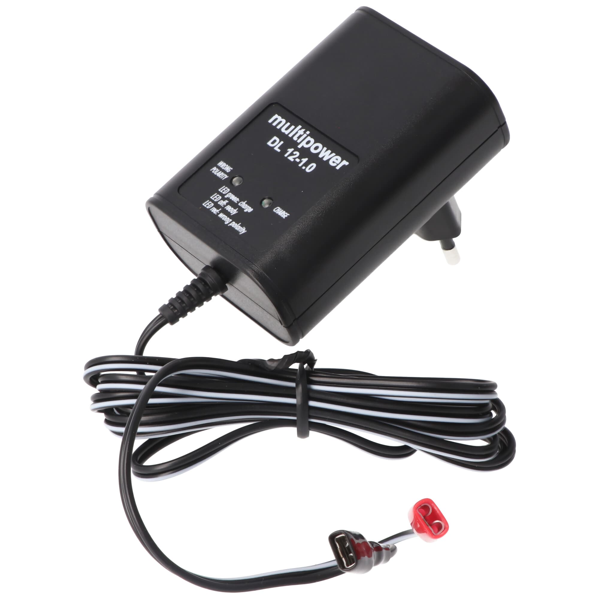 Chargeur multi-fils DL12-1 A 13,8 V / 1 A, avec connecteur Faston 6,3 mm pour batterie au plomb 1 Ah jusqu'à 24 Ah