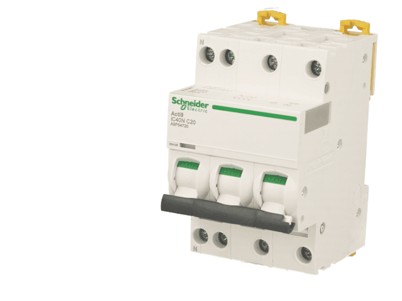 Disjoncteur modulaire tétrapolaire compact Schneider Acti9 iC40N 20A courbe C