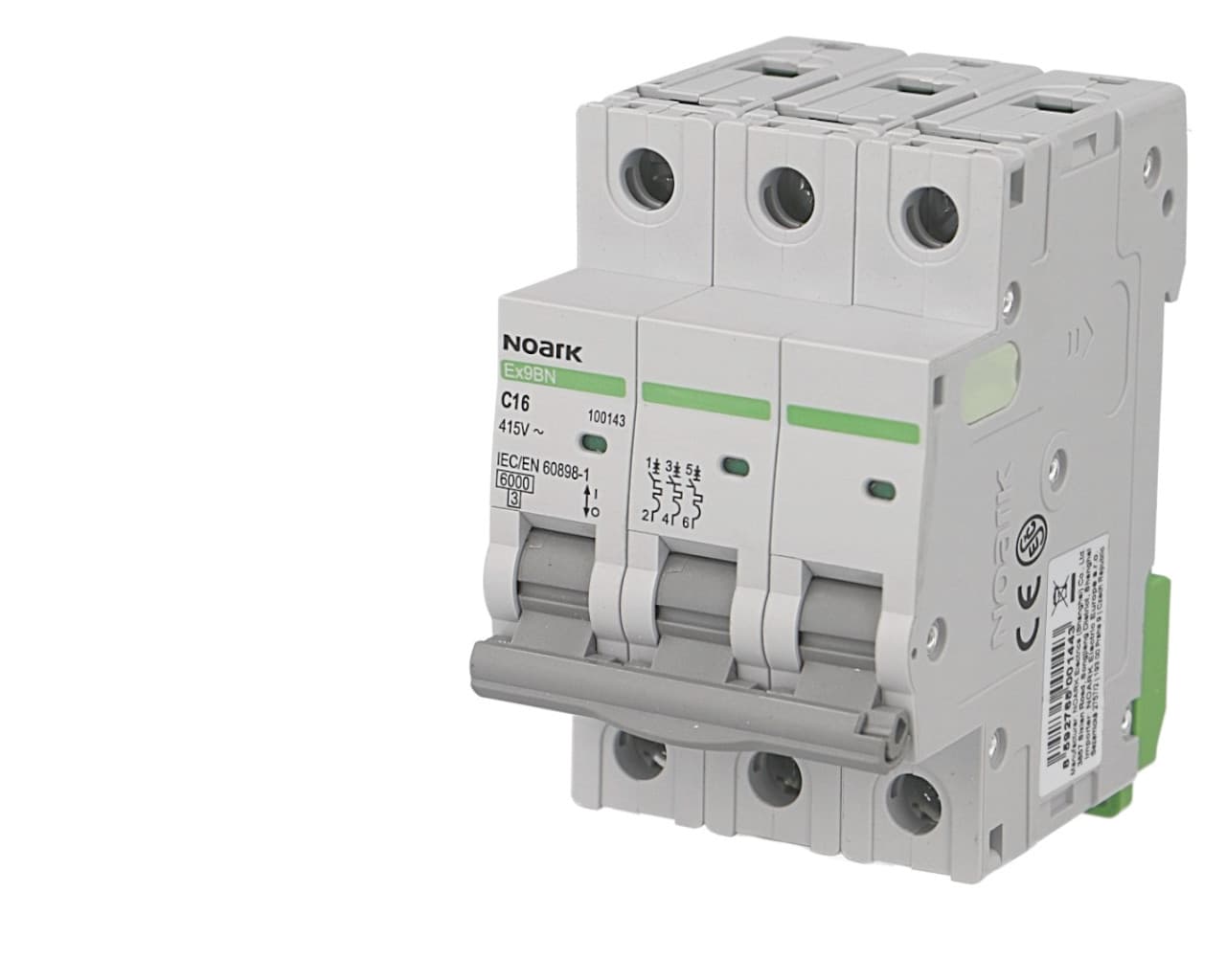 Disjoncteur tripolaire modulaire 16A courbe C Noark Ex9BN