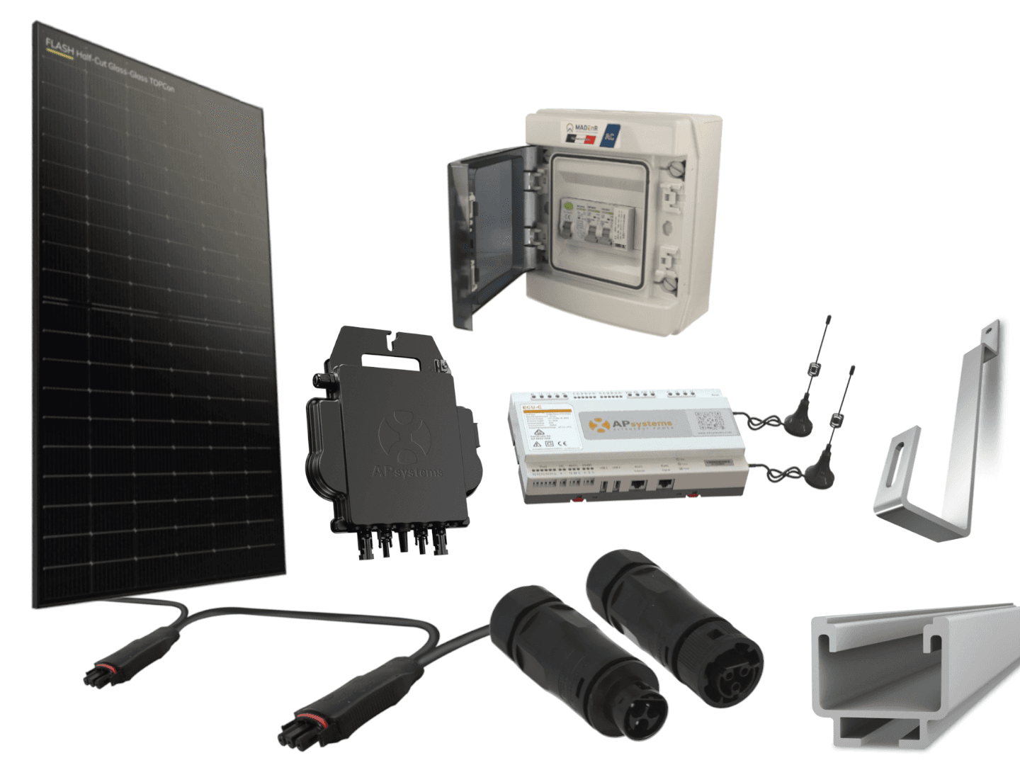 Kit 4 panneaux photovoltaïque pour tuile plate micro onduleur 2000Wc