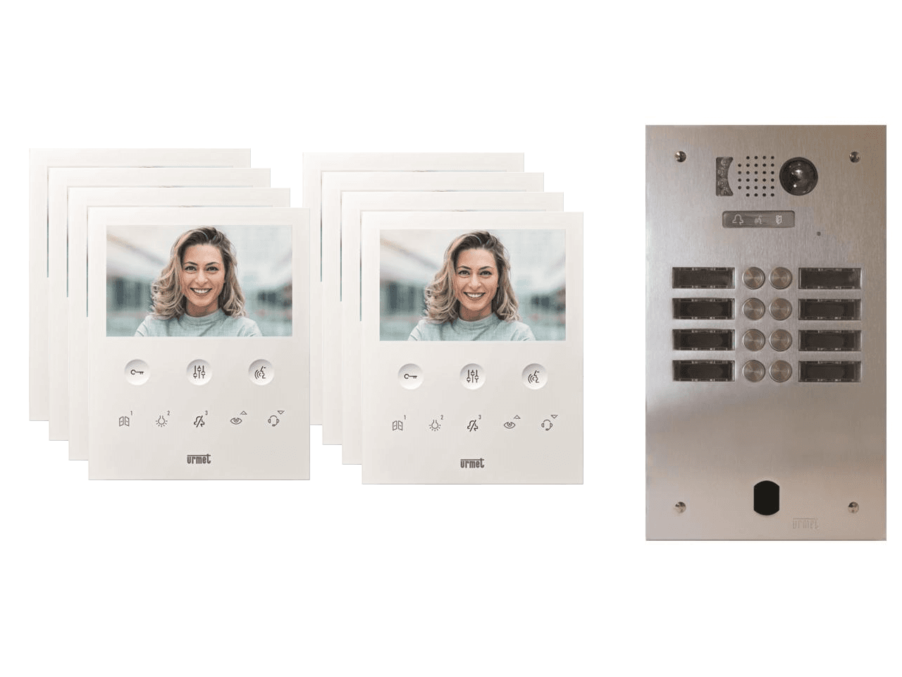 Kit visiophone 2 rangées avec 9 écrans URMET Collectif
