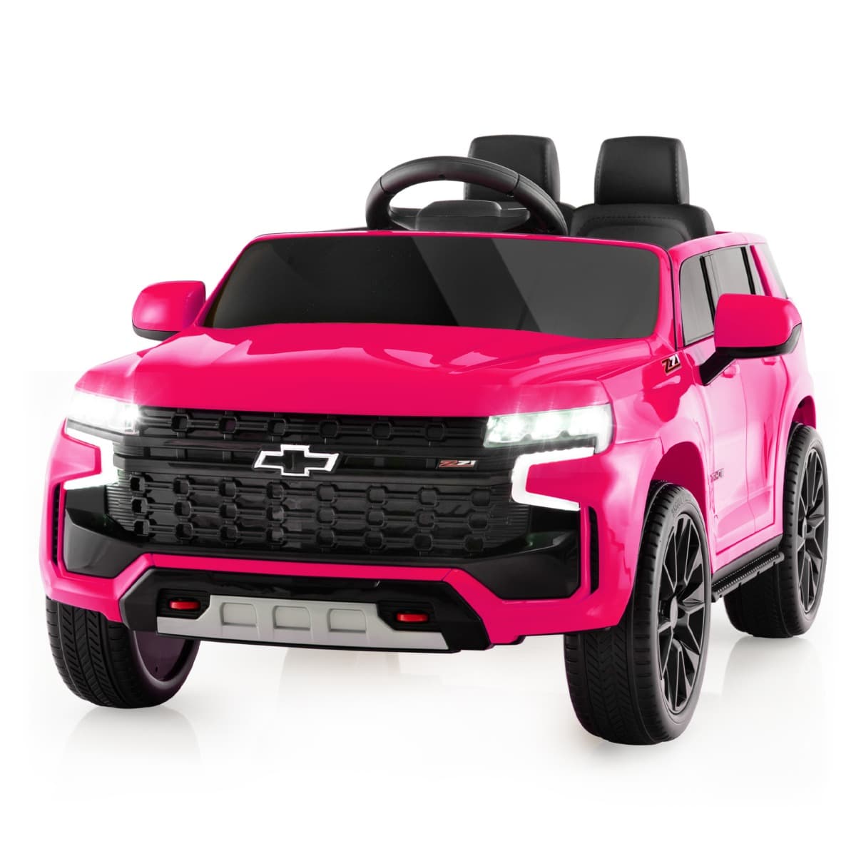 CostwaySUV Chevrolet Tahoe pour 3-6 Ans Véhicule Electrique Alimenté par Batterie 12 V Télécommande 24 G Suspension à Ressort Rose