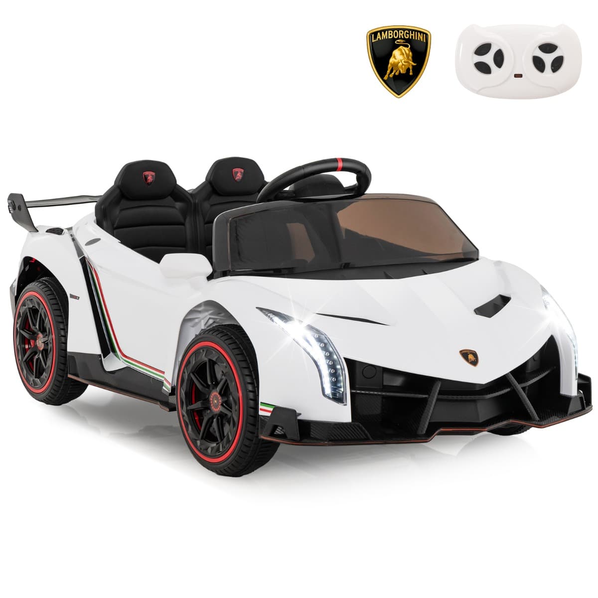 Costway12V Lamborghini Voiture Electrique Enfant avec Télécommande 2,4G Blanc